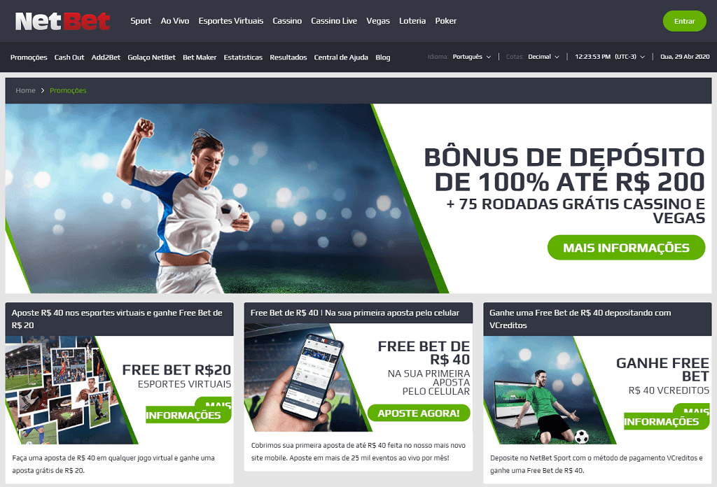 NetBet página de bônus free bet